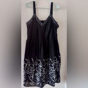 Lane Bryant Black Dress with White Botanical Pattern Size 22